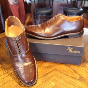 Allen Edmonds Dryden Mocha Brown Size 9 B brogue oxford